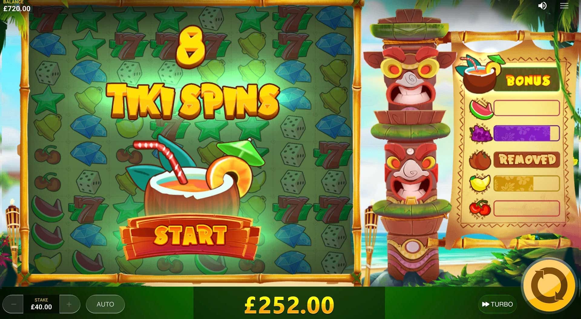 Game Tiki Fuits nổ hũ kết hợp những game nổ hũ tốt nhất-những cơ chế trò chơi giao thoa giữa Aloha! Cluster Pays là từ Netent và Totem Lighting ( cũng từ Red Tiger). Cùng với những biểu tượng rơi xuống và những chuỗi các phản ứng kéo theo, đây là gợi ý của Reactoonz.